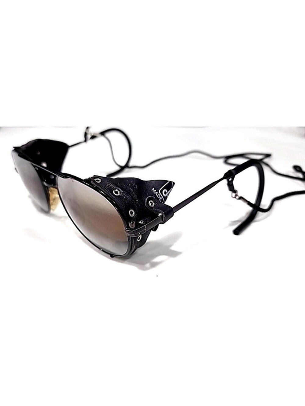 Julbo Cham Vintage Sm 127mm Glacier Black Sunglasses Leather Shields France